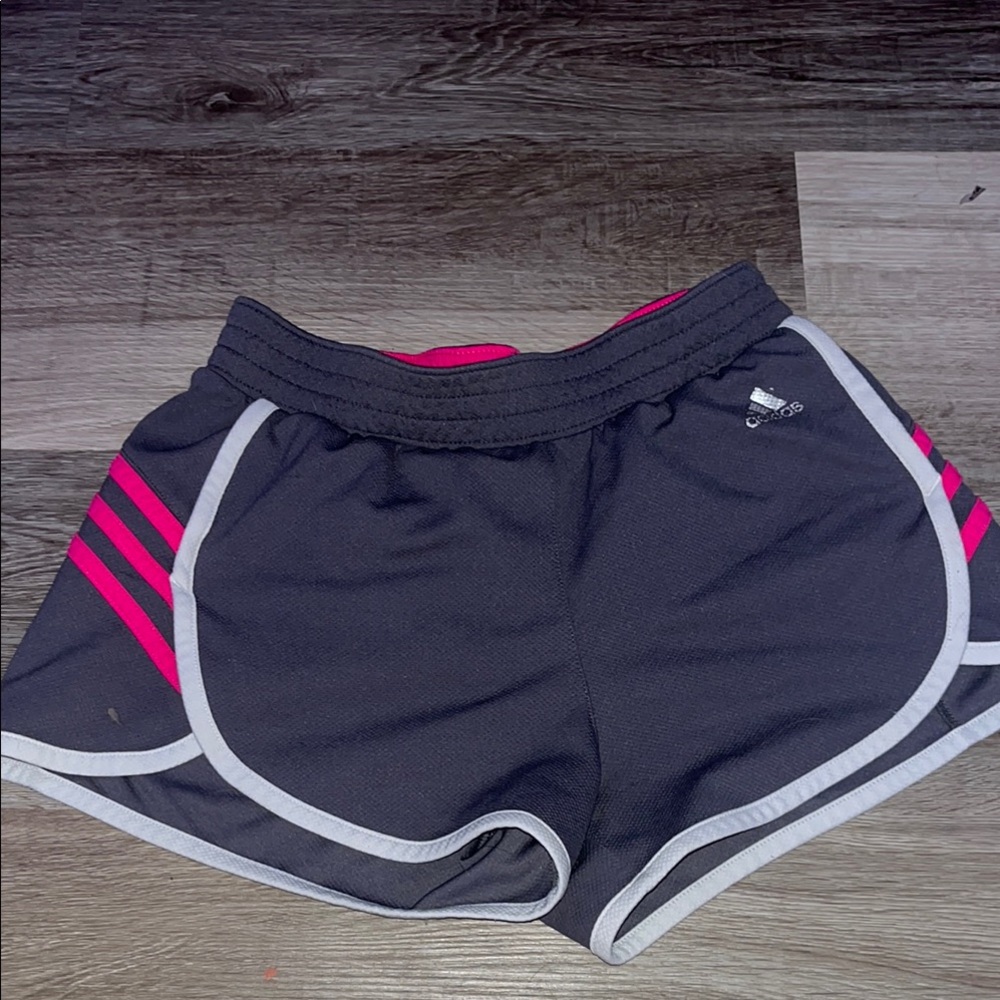 Adidas Gray and Pink Athletic Shorts Lightweight Moisture-Wicking